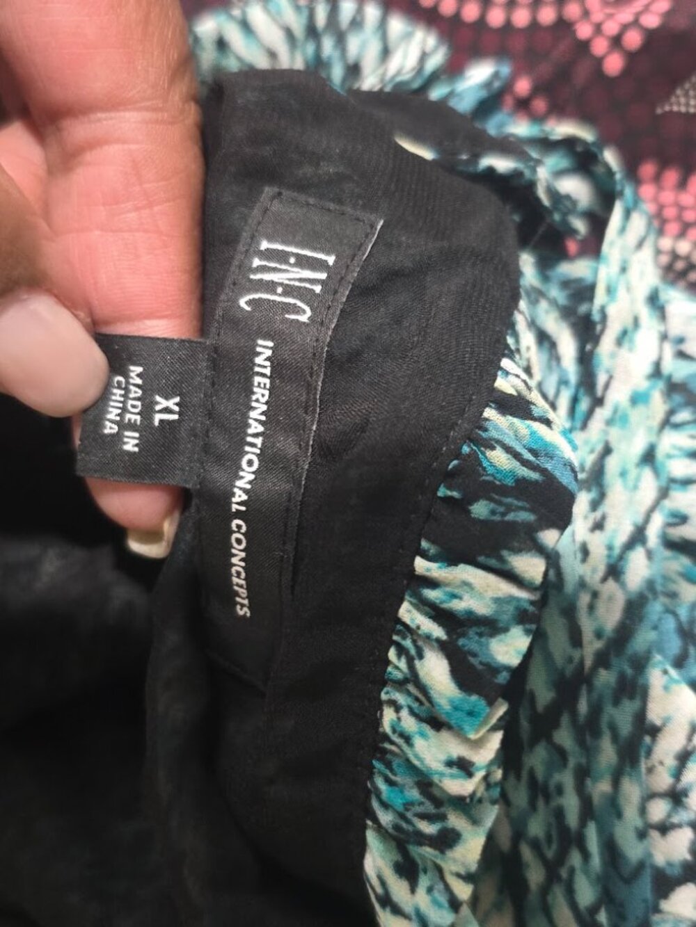 INC International Concepts Women's XL Teal Snakeskin Print Cold Shoulder Halter - Picture 3 of 6